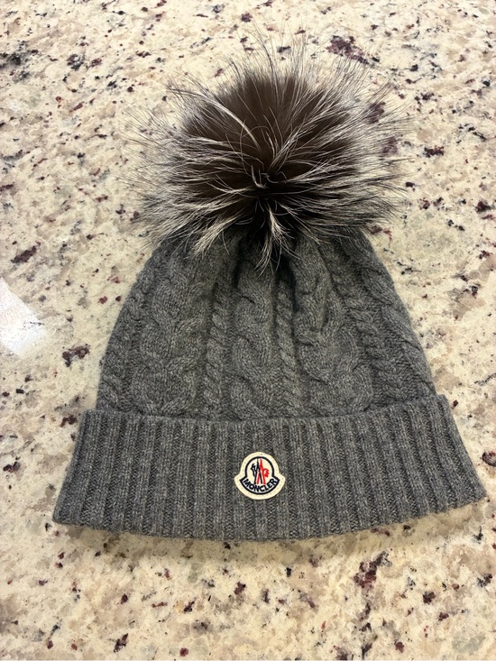 Moncler Accessories - Moncler Berretto Cable-Knit Beanie with Silver Fox 🦊 Pom-Pom